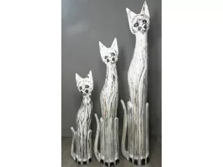 Figurka Koty Rzeźba Drewniana KOT 60cm Rękodzieło